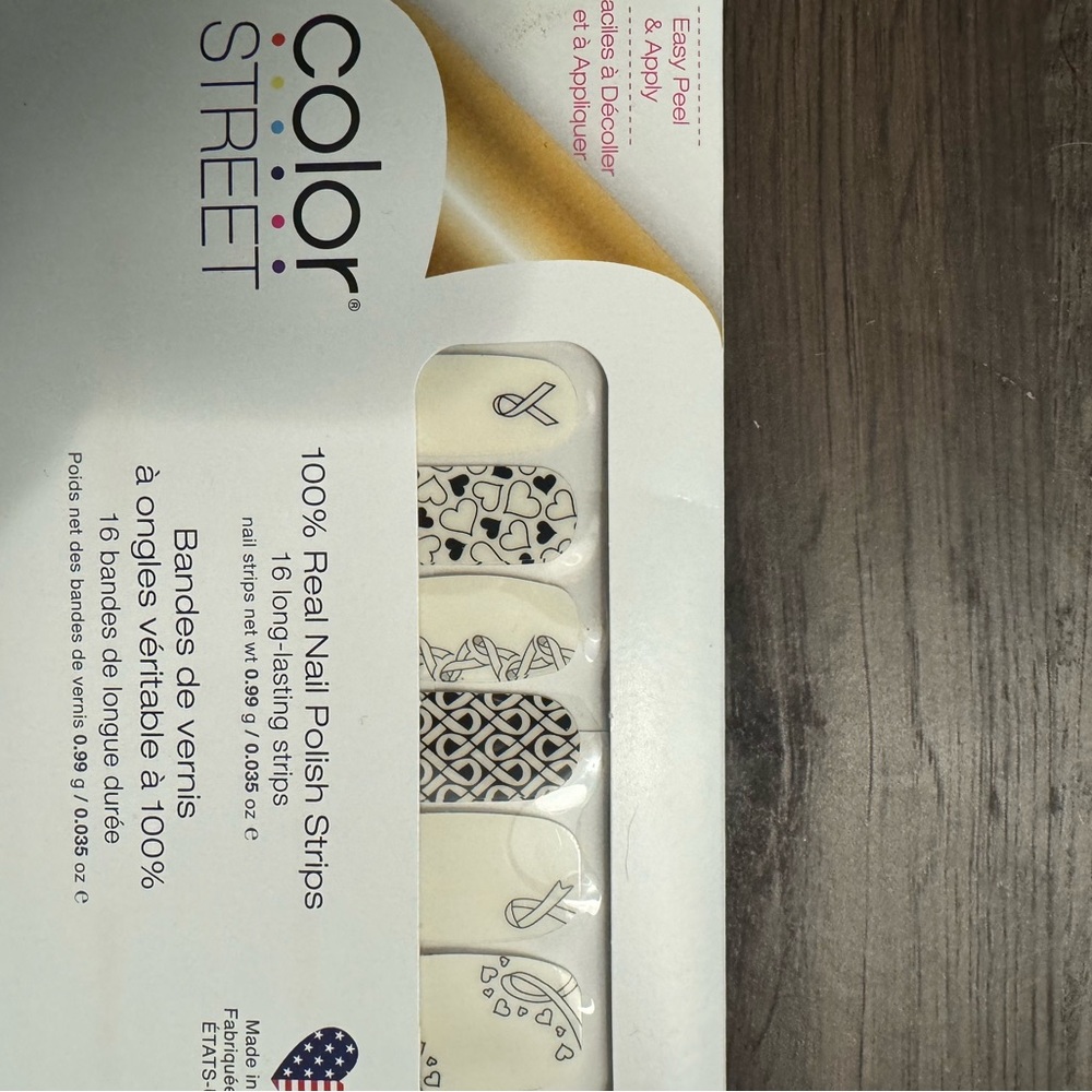 Color Street Cream and Black Press-On Nails For the cause set